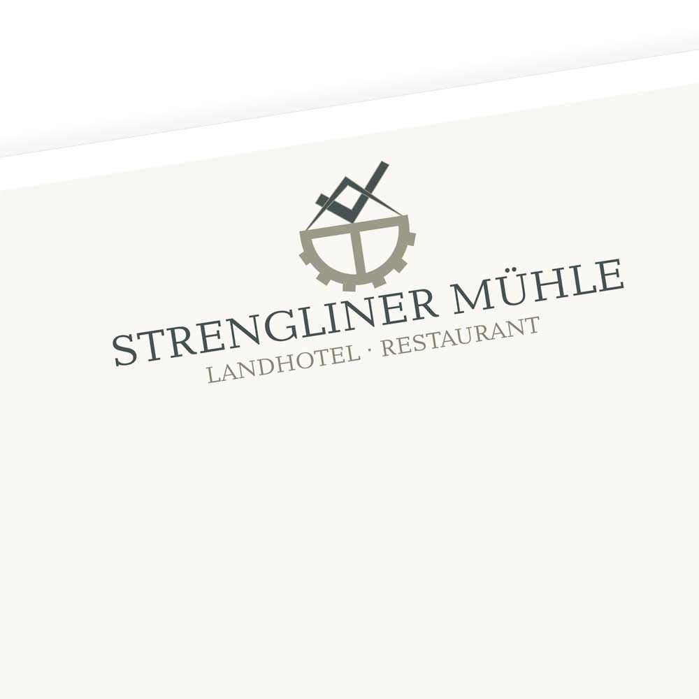 Logodesign für das Landhotel Strengliner Mühle