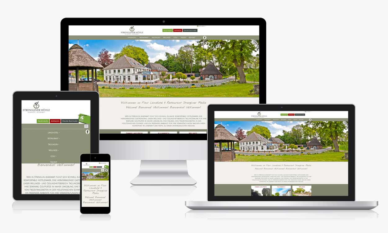 mobiles Webdesign für Hotel & Restaurant Strengliner Mühle